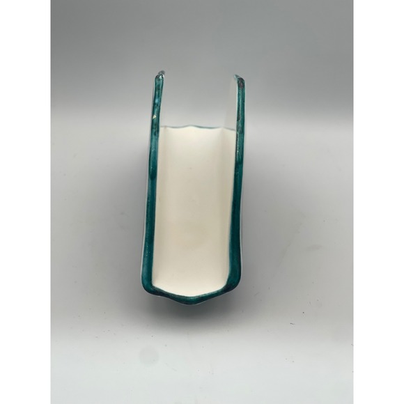 Italian Pottery Napkin Holder Sunflower Lemon Blue Ceramic Hand Painted 6.5" - Picture 4 of 8